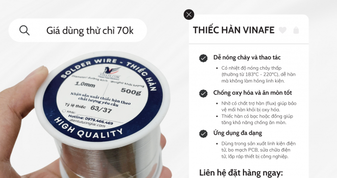 Thiếc Hàn VinaFE 63/37: Tại Sao Là Sự Lựa Chọn Số 1 Cho Mạch Điện?